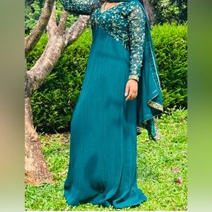 Elegant Teal tall long  Evening Gown